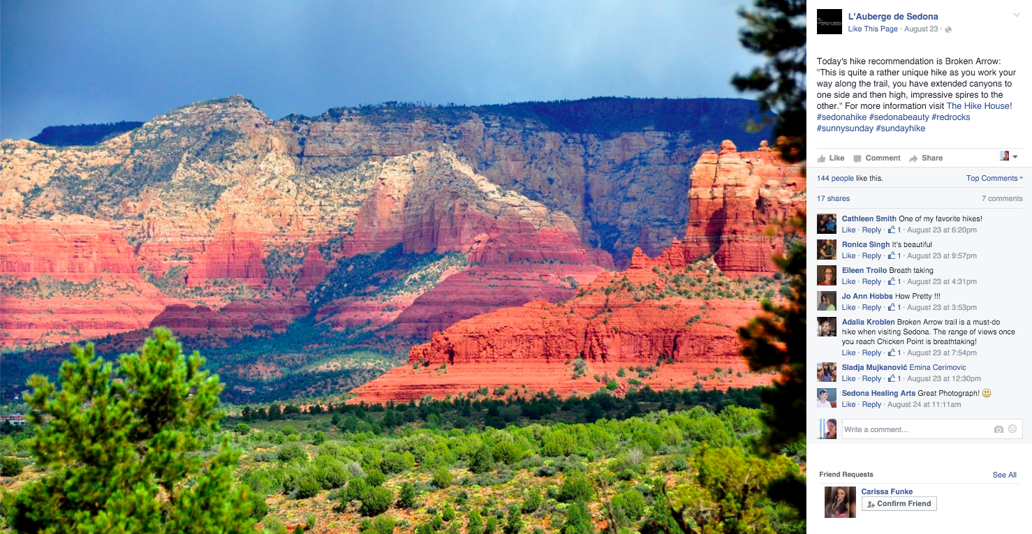  L'Auberge de Sedona facebook post