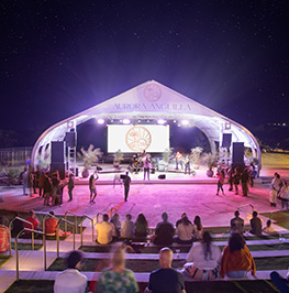 outdoor amphitheatre at night