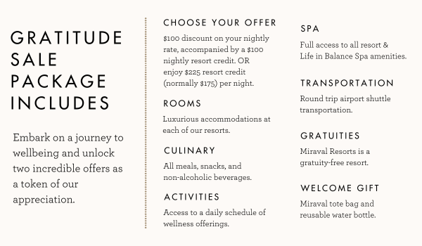 Last Chance to Book Miraval Resorts Gratitude Sale! - Miraval Resorts